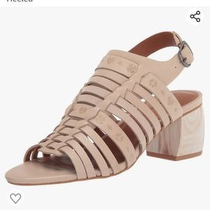 Lucky Brand Natissha Slingback Open Toe Low Tan Block Heel Shoes Size 7